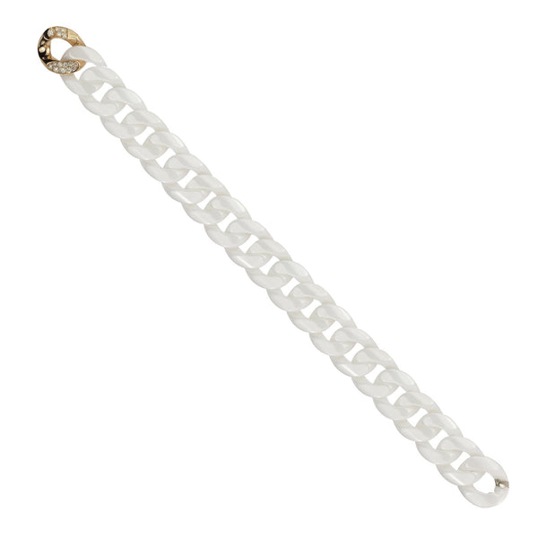 Polished White Ceramic Curb Link Bracelet