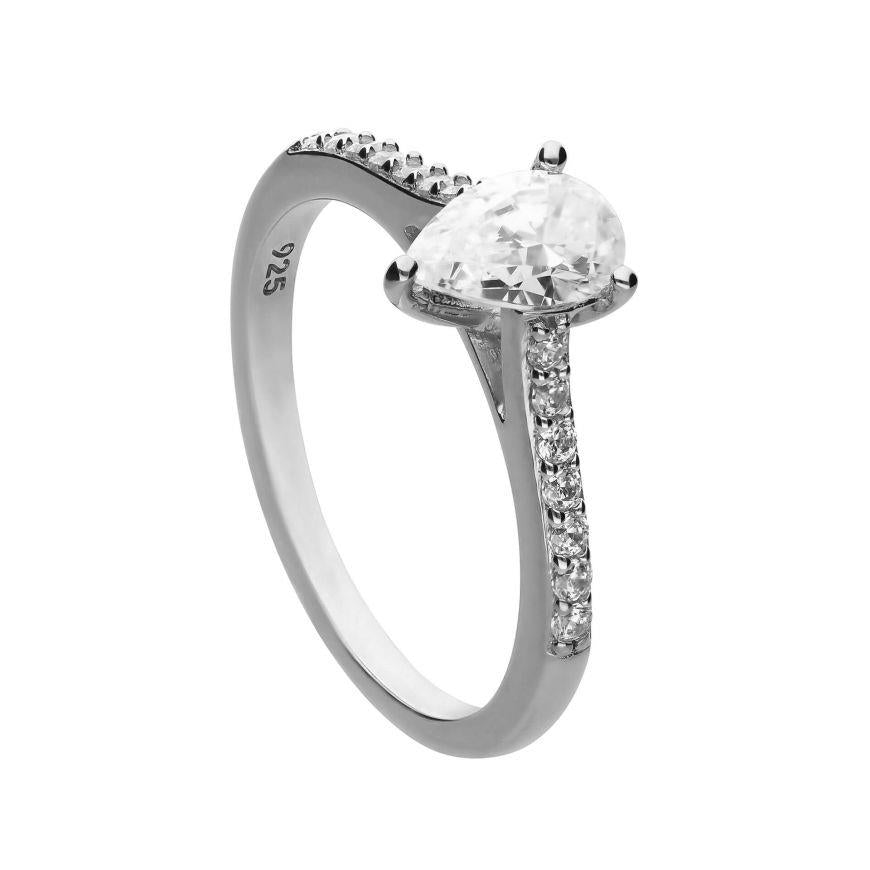 Silver & Cubic Zirconia Teardrop Ring
