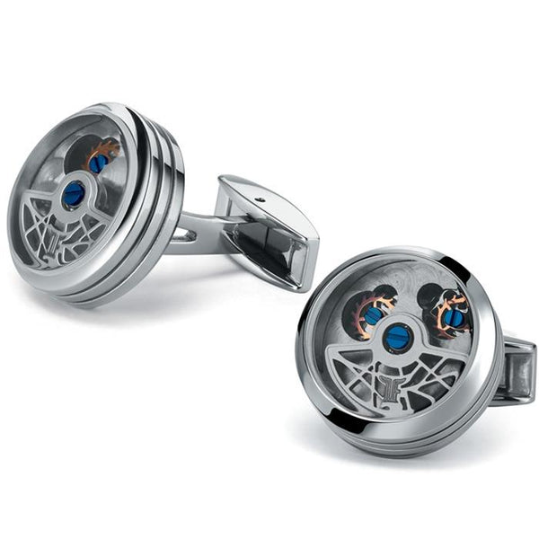 Double Tourbillon Cufflinks Polished Stainless Steel