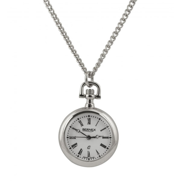 Bernex (Pocket Watches) Chrome Plated Pendant Watch & Chain