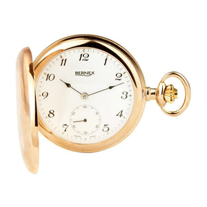 Bernex (Pocket Watches) Half Hunter Pocket Watch Rose Gold Plated White Dial
