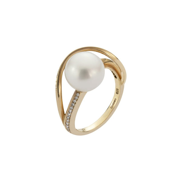 Finnies The Jewellers 14ct Rose Gold Fresh Water Pearl & Diamond Ring