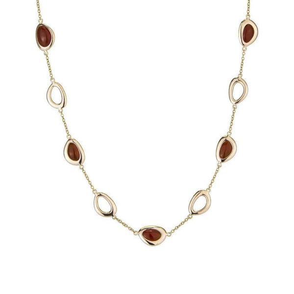 Finnies The Jewellers 14ct Rose Gold Rubover Cornelian & Open Oval Motif Chain