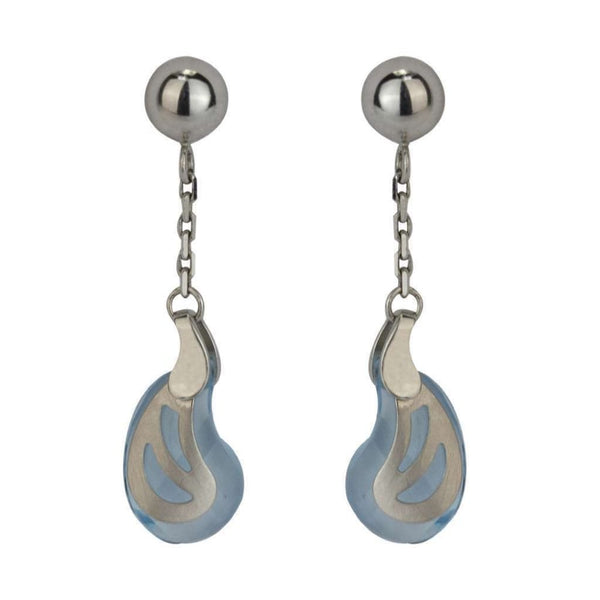 Finnies The Jewellers 14ct White Gold Blue Topaz Drop Earrings