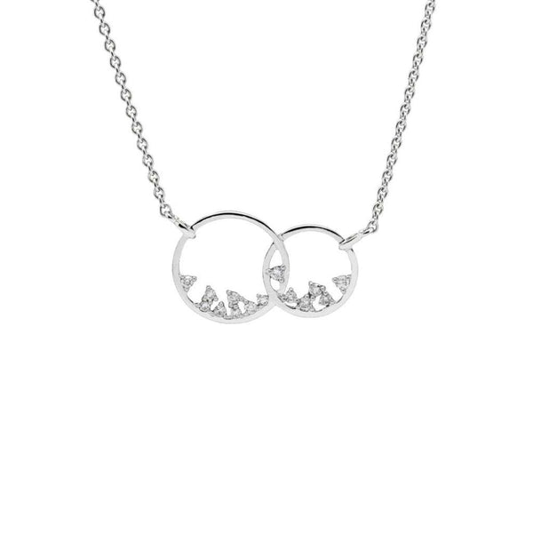 Finnies The Jewellers 14ct White Gold Diamond Double Open Circle Necklace