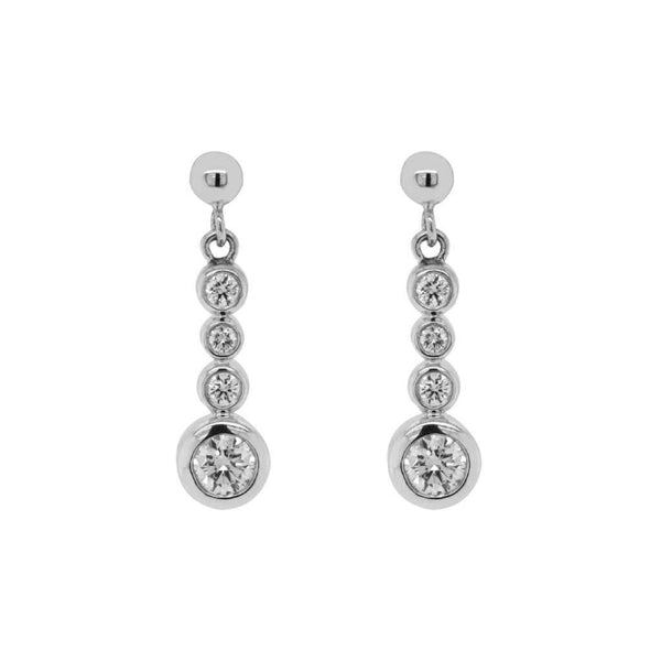 Finnies The Jewellers 14ct White Gold Diamond Drop Earrings 0.46ct