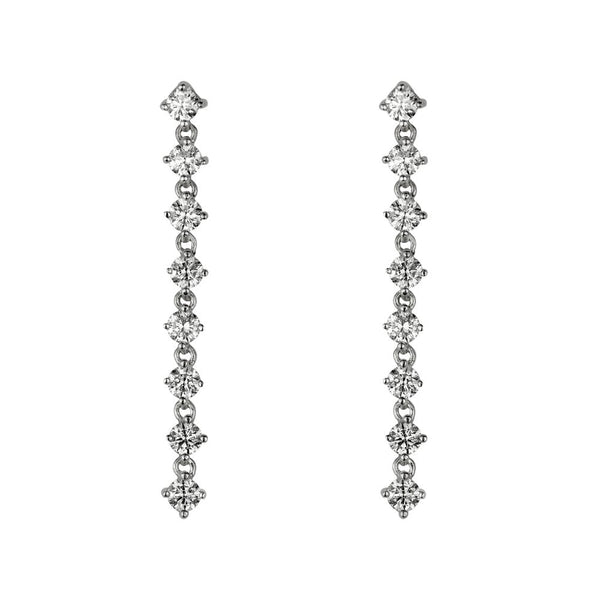Finnies The Jewellers 14ct White Gold Diamond Line Drop Earrings