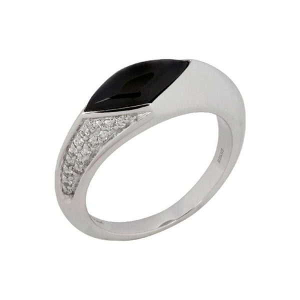 Finnies The Jewellers 14ct White Gold Diamond Shaped Onyx Dress Ring