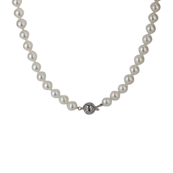 14ct White Gold Freshwater Pearl Knotted Necklace