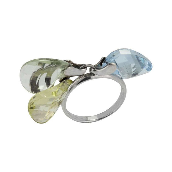 Finnies The Jewellers 14ct White Gold Multi Stone Drops Dress Ring