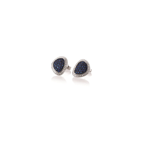 Finnies The Jewellers 14ct White Gold Sapphire & Diamond Pave Set Earrings
