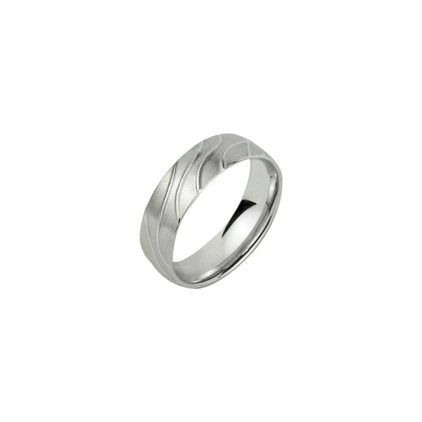 Finnies The Jewellers 14ct White Gold Satin Polished Wave Lined Wedding Ring