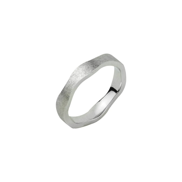 Finnies The Jewellers 14ct White Gold Textured Satin Finished Wedding Band