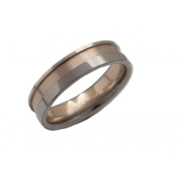 Finnies The Jewellers 14ct White & Rose Gold Groove Wedding Band