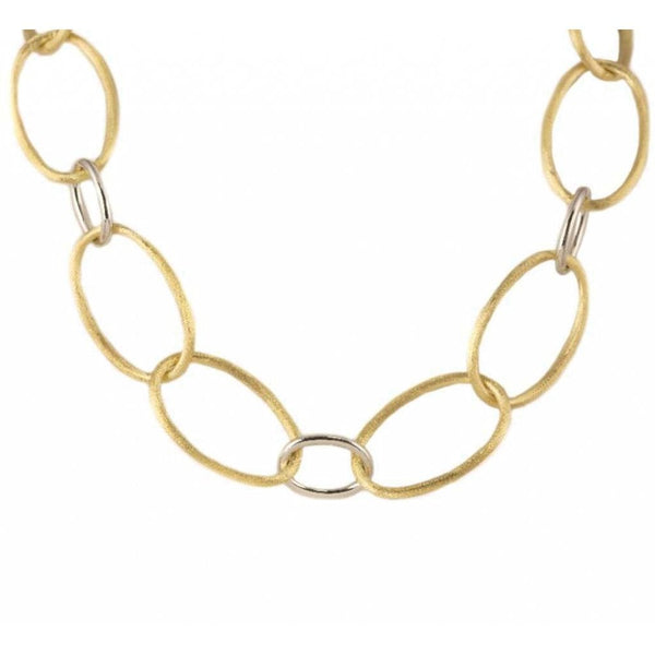 Finnies The Jewellers 14ct Yellow and White Gold Necklet with Texured & Polished Links