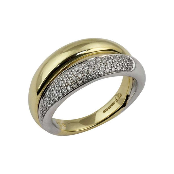 Finnies The Jewellers 14ct Yellow and White Gold Pave Set Diamond Broad Dress Ring