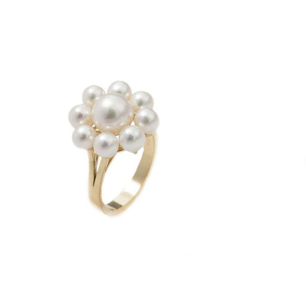 Finnies The Jewellers 14ct Yellow Gold Cultured Pearl Cluster Dress Ring