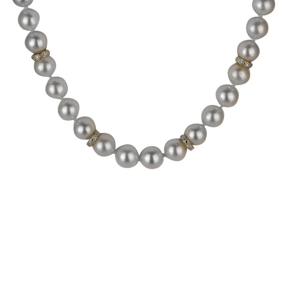 Finnies The Jewellers 14ct Yellow Gold Diamond Ball Catch on 10-11mm Freshwater Pearl