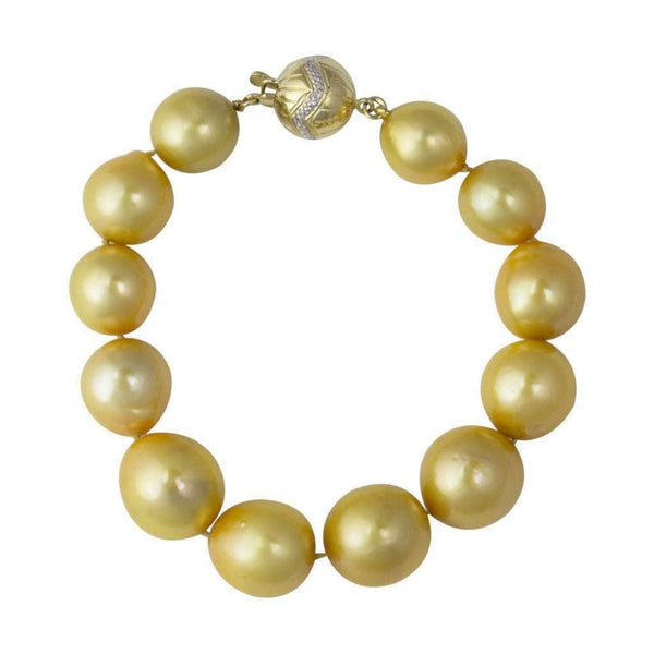 Finnies The Jewellers 14ct Yellow Gold Diamond Freshwater Pearl Bracelet