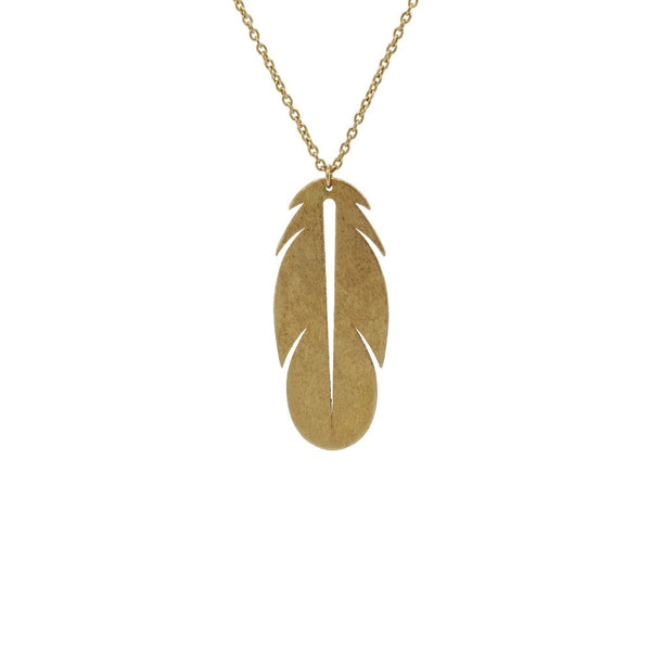 Finnies The Jewellers 14ct Yellow Gold Feather Pendant With Chain