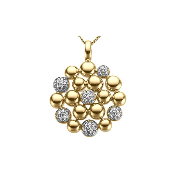 Finnies The Jewellers 14ct Yellow Gold Polished Bead and Diamond Cluster Pendant 0.31c