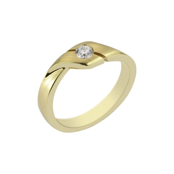 Finnies The Jewellers 14ct Yellow Gold Satin Polished Diamond Cross Over Dress Ring