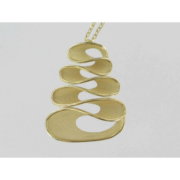 Finnies The Jewellers 14ct Yellow Gold Satin & Polished Large Open Swirl Pendant