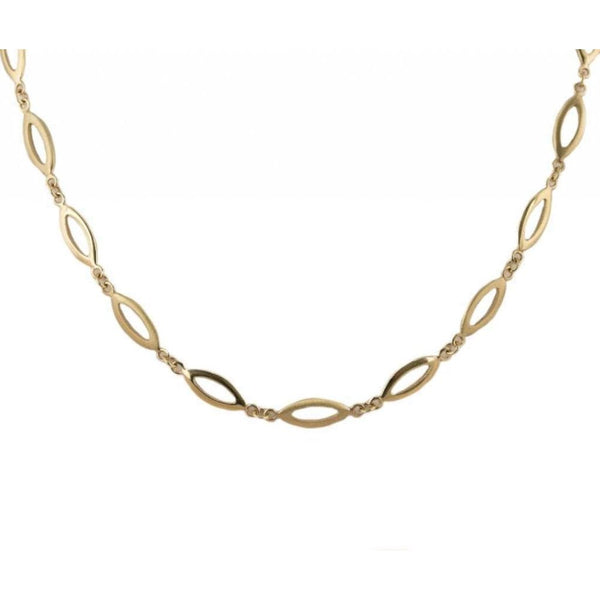Finnies The Jewellers 14ct Yellow Gold Satin Polished Marquise Shaped Linked Necklet