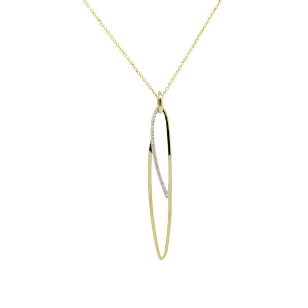 Finnies The Jewellers 14ct Yellow & White Gold Diamond Open Oblong Pendant
