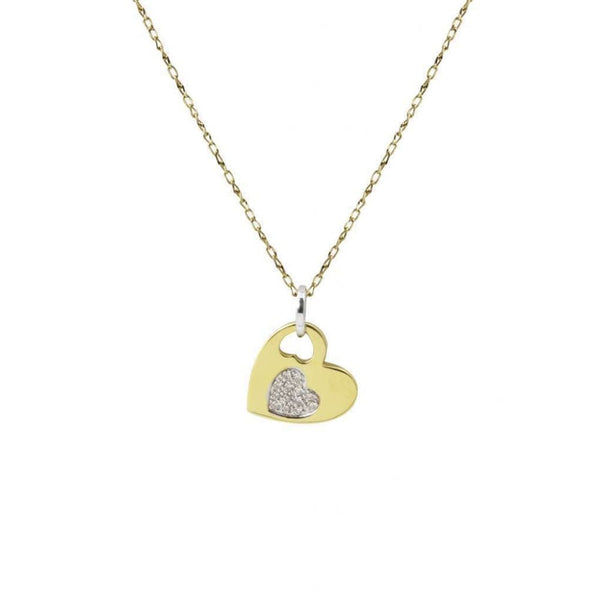 Finnies The Jewellers 14ct Yellow & White Gold Diamond Set Heart within Heart Pendant
