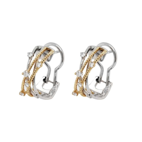 Finnies The Jewellers 14ct Yellow & White Gold Diamond Textured Four Strand Hoops