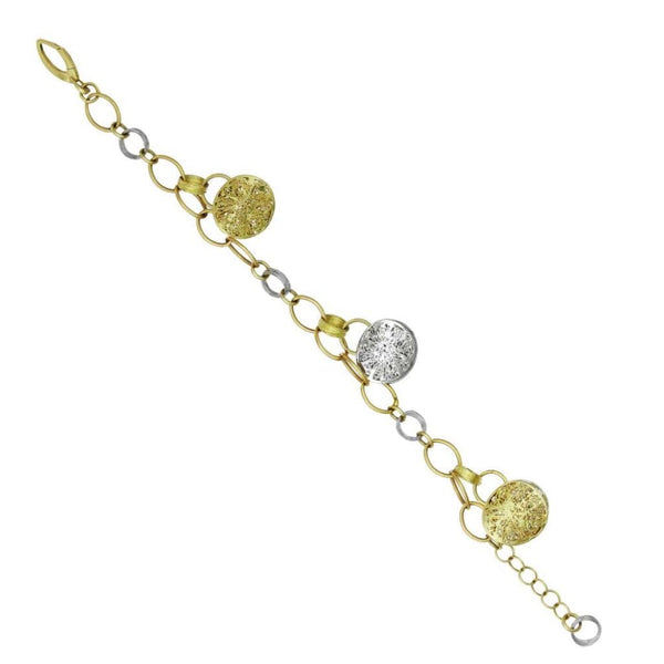Finnies The Jewellers 14ct Yellow & White Gold Fancy Cut Out Disc Drop Links Bracelet
