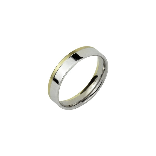 14ct Yellow and White Gold Satin and Polished Wedding Ring