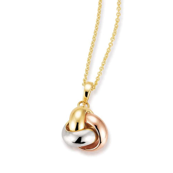 Finnies The Jewellers 14ct Yellow,White & Rose Gold Knot Pendant With Chain