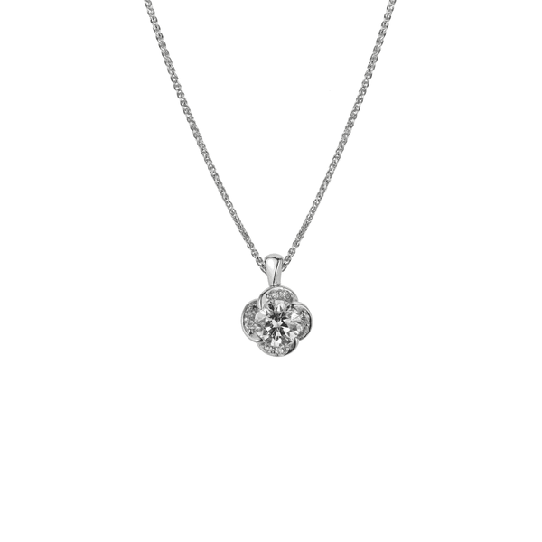 Finnies The Jewellers 18ct Canadian White Gold With Canadian Diamond Twist Pendant