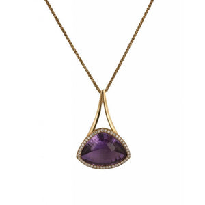 Finnies The Jewellers 18ct Rose Gold Diamond And Amethyst Pendant
