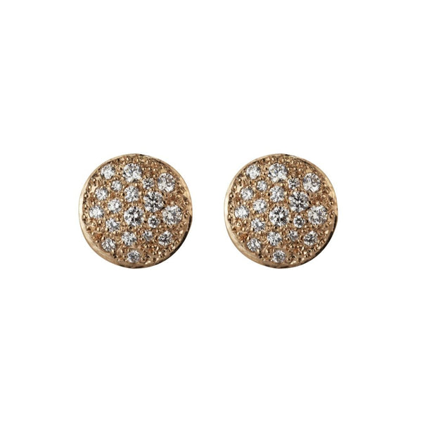 Finnies The Jewellers 18ct Rose Gold Diamond Set Round Flat Stud Earrings 0.39ct