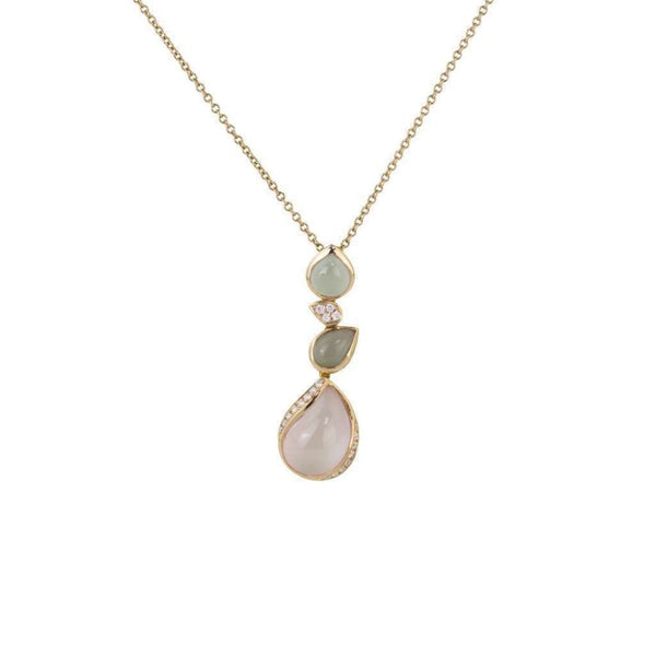 Finnies The Jewellers 18ct Rose Gold Diamond with Pear Shaped Rose and Green Quartz