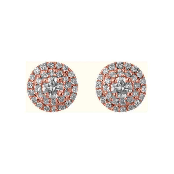 Finnies The Jewellers 18ct Rose Gold Double Halo Diamond Stud Earrings 1.00ct
