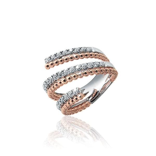 Finnies The Jewellers 18ct Rose Gold Multi Strand Beaded Diamond Ring
