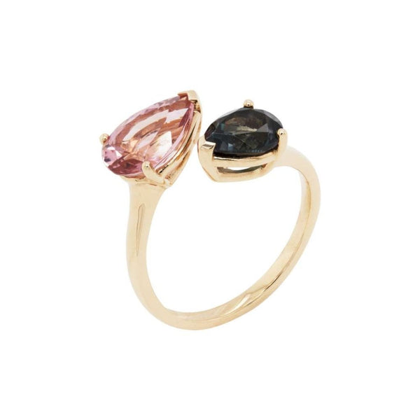 Finnies The Jewellers 18ct Rose Gold Pear Shape Pink and Blue Tourmaline Torque Ring