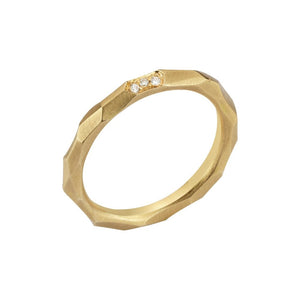 Finnies The Jewellers 18ct Rose Gold Satin Finish Diamond Set Beaten Ring