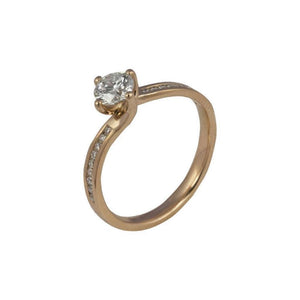 Finnies The Jewellers 18ct Rose Gold Solitaire Diamond Ring with Diamond Shoulders at