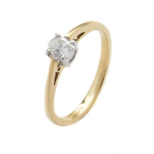 Finnies The Jewellers 18ct Two Tone Gold Diamond Oval Single Stone Ring 0.24ct