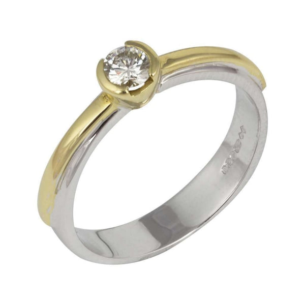 Finnies The Jewellers 18ct Two Tone Gold Diamond Single Stone Ring 0.22ct