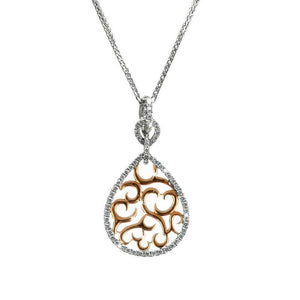 Finnies The Jewellers 18ct White and Rose Gold Diamond Pendant