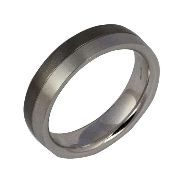 Finnies The Jewellers 18ct White Gold Black and White Rhodium Plated 6mm Wedding Band