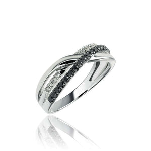 Finnies The Jewellers 18ct White Gold Black Diamond Dress Ring