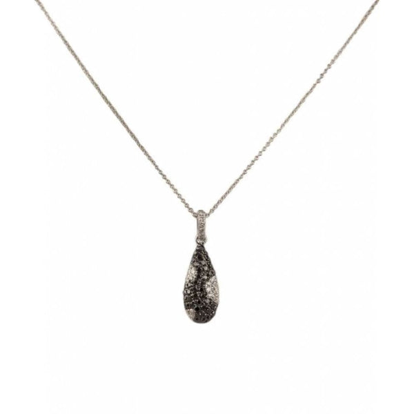 Finnies The Jewellers 18ct White Gold Black & White Diamond Teardrop Pendant