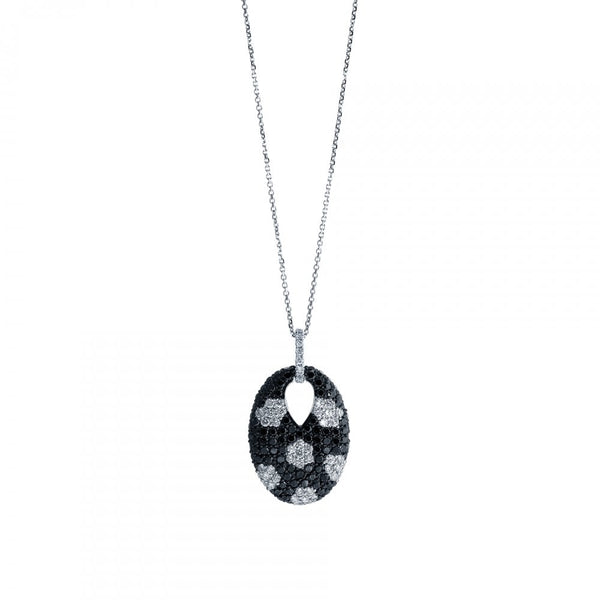 Finnies The Jewellers 18ct White Gold Black White Diamonds Oval 'Dalmation' Pendant